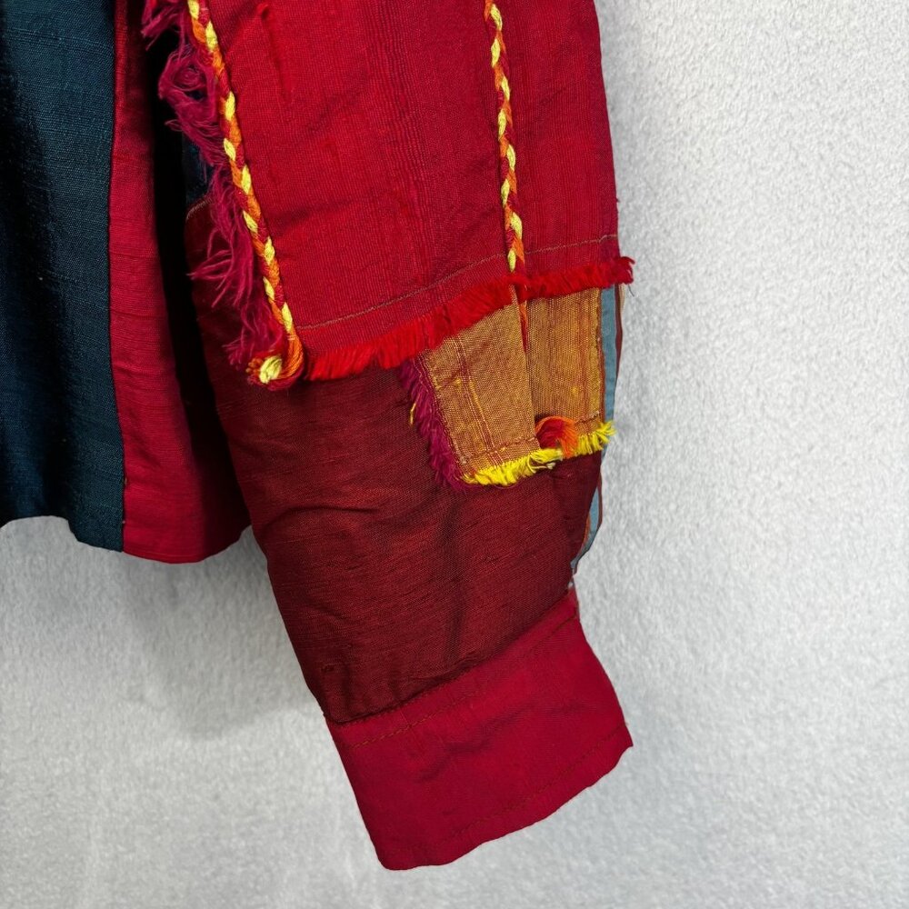 Coldwater Creek Patchwork Silk Blend Jacket Womens Large L Colorful Boho Hippie - Picture 8 of 16
